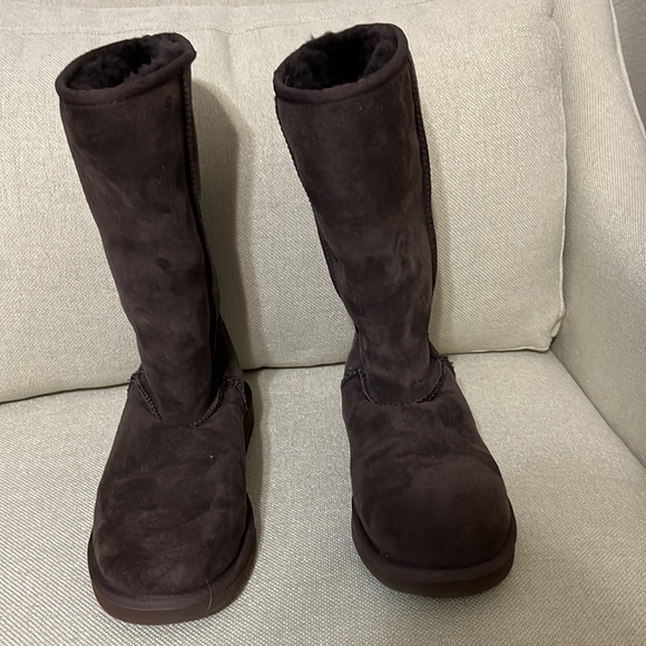 Genuine Australian sheepskin boots lined with sheepskin brown size 7 - Picture 4 of 6